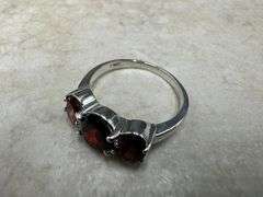 Sterling Silver Gemstone Natural Garnet Ring Size 10