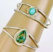 2 Vintage Navajo Sterling Turquoise Cuff Bracelets
