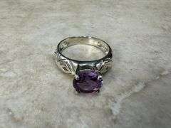 Sterling Silver Natural Gemstone Amethyst Ring Size 10