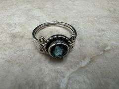 Sterling Silver Natural Gemstone Blue Topaz Ring Size 8