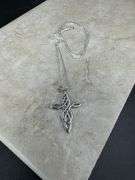 925 Sterling Silver Fashion Blue Synthetic Opal Cross Pendant Celtic Infinity Charm