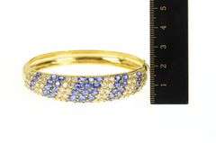 18K Yellow Gold 17.90 Ctw Sapphire Diamond Pave Bangle Bracelet