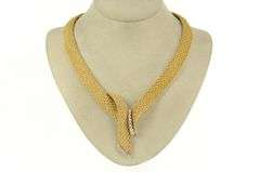 14K Yellow Gold 0.92 Ctw Diamond Woven Chain Statement Necklace