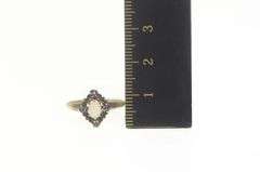 10K Yellow Gold Natural Opal Sapphire Halo Engagement Ring