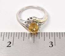 Sterling Silver Citrine and Diamond Ring