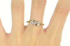 14K Yellow Gold 0.36 Ctw Wavy Diamond Bypass Engagement Ring