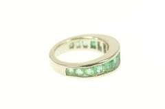 18K White Gold 3.28 Ctw Natural Emerald Wedding Band Ring