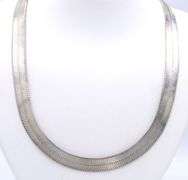 Italian vintage 925 sterling silver wide herringbone chain necklace