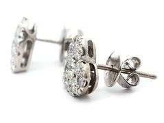 1.00ctw Diamond Cluster Heart Shaped Stud Earrings in 14K