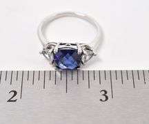 Sterling Silver Blue Sapphire and CZ Gemstone Ring