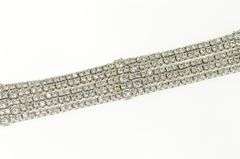 18K White Gold 9.10 Ctw Layered Diamond Five Tiered Tennis Bracelet