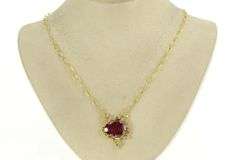 14K Yellow Gold 7.90 Ctw Pink Tourmaline Diamond Floral Chain Necklace
