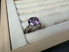 Sterling Silver Natural Gemstone Amethyst Ring Size 6
