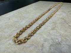 10k Yellow Gold-Hollow Diamond-Cut Rope Link Chain 4mm Necklace 20"