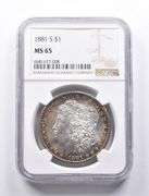 MS65 1881-S Morgan Silver Dollar NGC Beautifully Toned