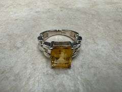 Sterling Silver Natural Gemstone Citrine Ring Size 6