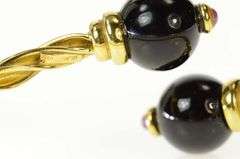 18K Yellow Gold Retro Black Onyx Ruby Twist Bangle Bracelet