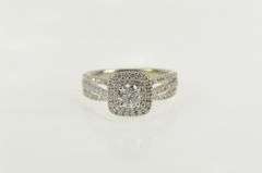 14K White Gold 0.79 Ctw Diamond Halo Cathedral Engagement Ring