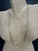 10k Yellow Gold Solid Pave Figaro Link Chain 4.3mm Necklace 22"
