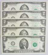 (5) Superb Crisp 2017A $2 Star Notes San Francisco-Consecutive!