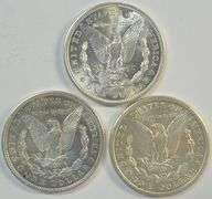 Super Choice BU 1921 P-D-S Morgan Silver Dollars. Fresh