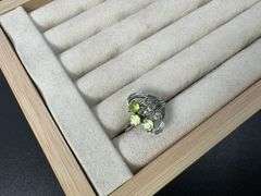 Sterling Silver Natural Gemstone Perdiot Ring Size 8