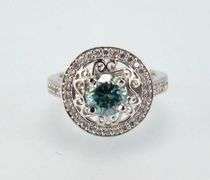 14 Kt White Gold Plated 2 Ct VVs1 Emerald Green Lab Simulated Diamond Ring