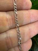14k White Gold Solid Figaro Link Chain 2.6mm Necklace 16"