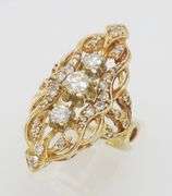 Vintage Navette Diamond Ring