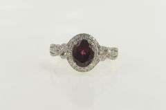 10K White Gold 2.50 Ctw Oval Garnet Diamond Halo Engagement Ring