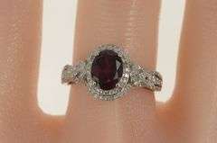 10K White Gold 2.50 Ctw Oval Garnet Diamond Halo Engagement Ring