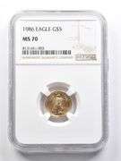 MS70 1986 $5 American Gold Eagle 1/10 Oz Gold NGC