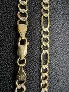10k Yellow Gold Solid Pave Figaro Link Chain 4.3mm Necklace 18"