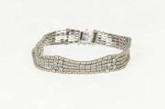 18K White Gold 9.10 Ctw Layered Diamond Five Tiered Tennis Bracelet