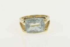 14K Yellow Gold 4.70 Ctw Aquamarine Diamond Cocktail Ring