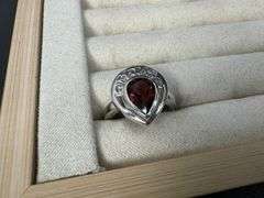 Sterling Silver Gemstone Natural Garnet Ring Size 6