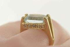 14K Yellow Gold 4.70 Ctw Aquamarine Diamond Cocktail Ring