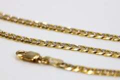 10k Yellow Gold Solid Pave Curb Link Chain 3.2mm Bracelet 8"
