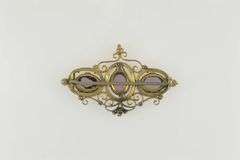 Gold Filled Victorian Sim. Amethyst Ornate Scroll Filigree Pin/Brooch