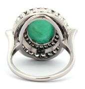 Vintage 5.00ct Emerald Cabochon and 1.25ctw Diamond Double Frame Ring in Platinum