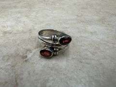 Sterling Silver Natural Gemstone Garnet Ring Size 6