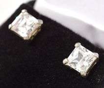 Sterling Silver CZ Gemstone Stud Earrings