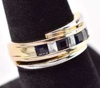 Sterling Silver Vermeil Blue Sapphire and CZ Gemstone Ring