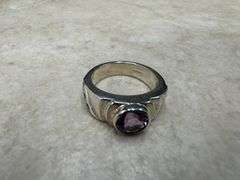 Sterling Silver Natural Gemstone Amethyst Ring Size 7