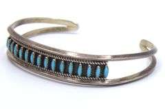 Vintage 925 sterling silver signed Turquoise cuff bangle