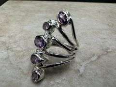 Sterling Silver Natural Gemstone Amethyst Ring Size 8
