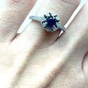Blue Saphire and Diamond Ring