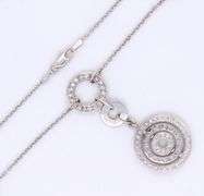 18kt White gold double circle pave diamond necklace