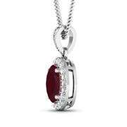 14KT White Gold 1.50ct Ruby and Diamond Pendant with Chain