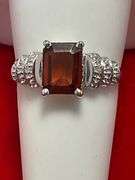 BRAND NEW 10k white gold diamond and garnet ring